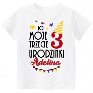 T-shirt, koszulka URODZINY 3 LATA z imieniem dziecka
